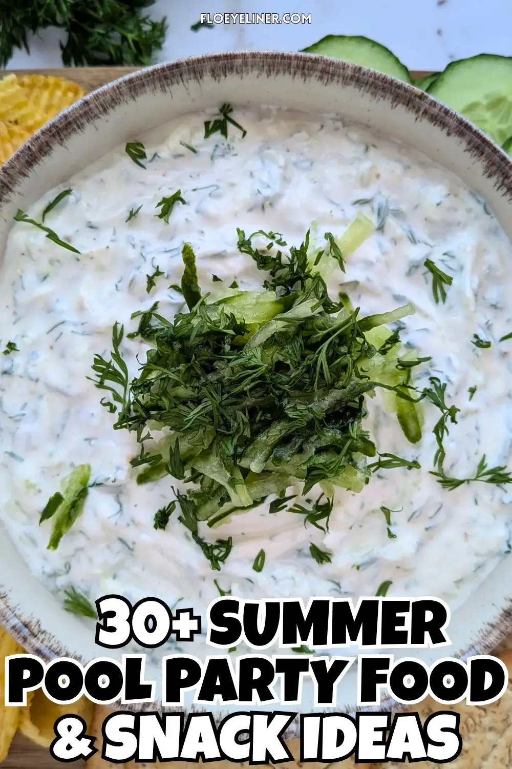 Homemade Tzatziki Sauce - authentic Greek yogurt dip made with grated cucumber, fresh mint, fresh dill, a bit of olive oil, and freshly pressed garlic.