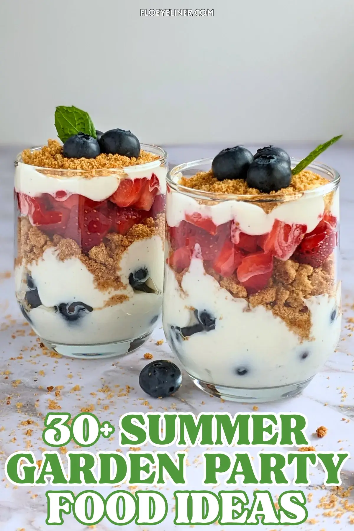 Mixed Berry Parfait Cups With Greek Yogurt - blueberry and strawberry parfait cups with layers of Greek yogurt, fresh berries, and oat cookies.