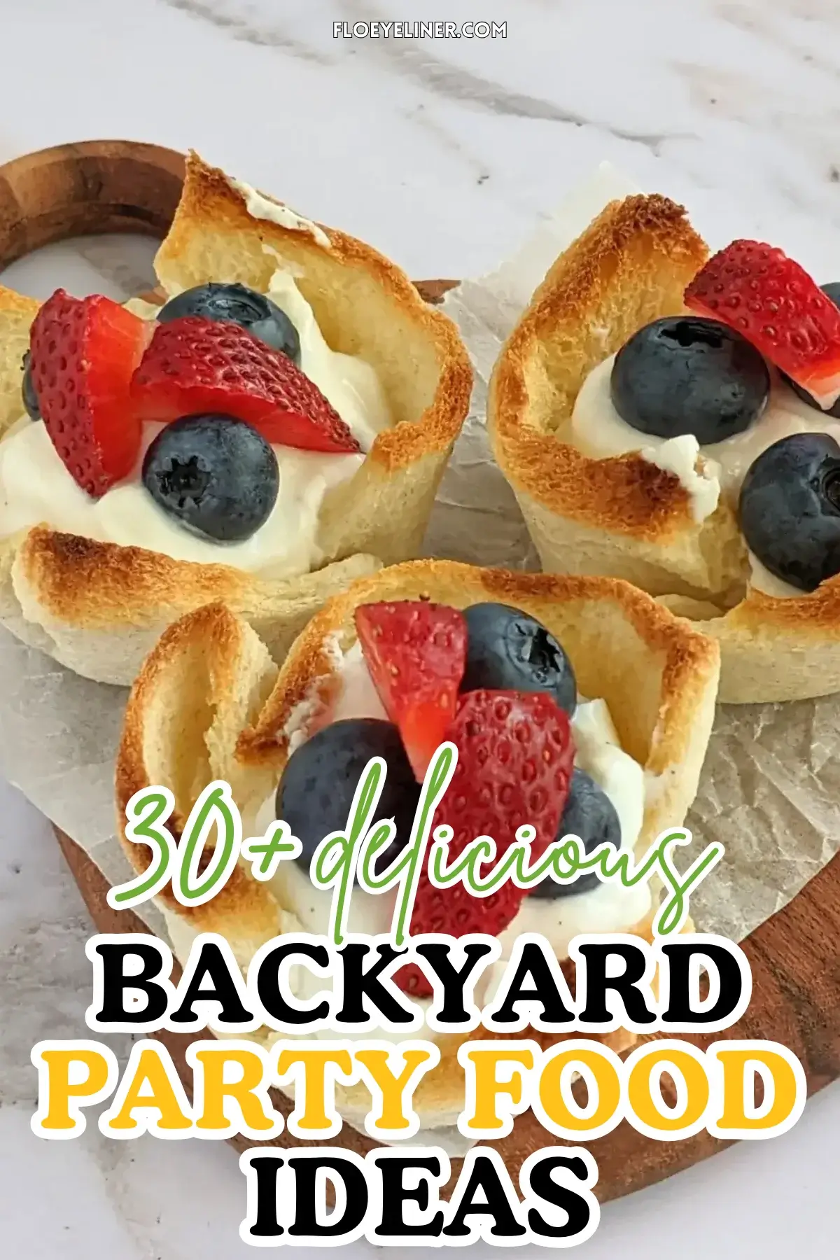 Ricotta and Mixed Berry Dessert Toast Cups - muffin-tin baked mini dessert cups made from white bread, filled with sweet ricotta and topped with fresh mixed berries like strawberries and blueberries.