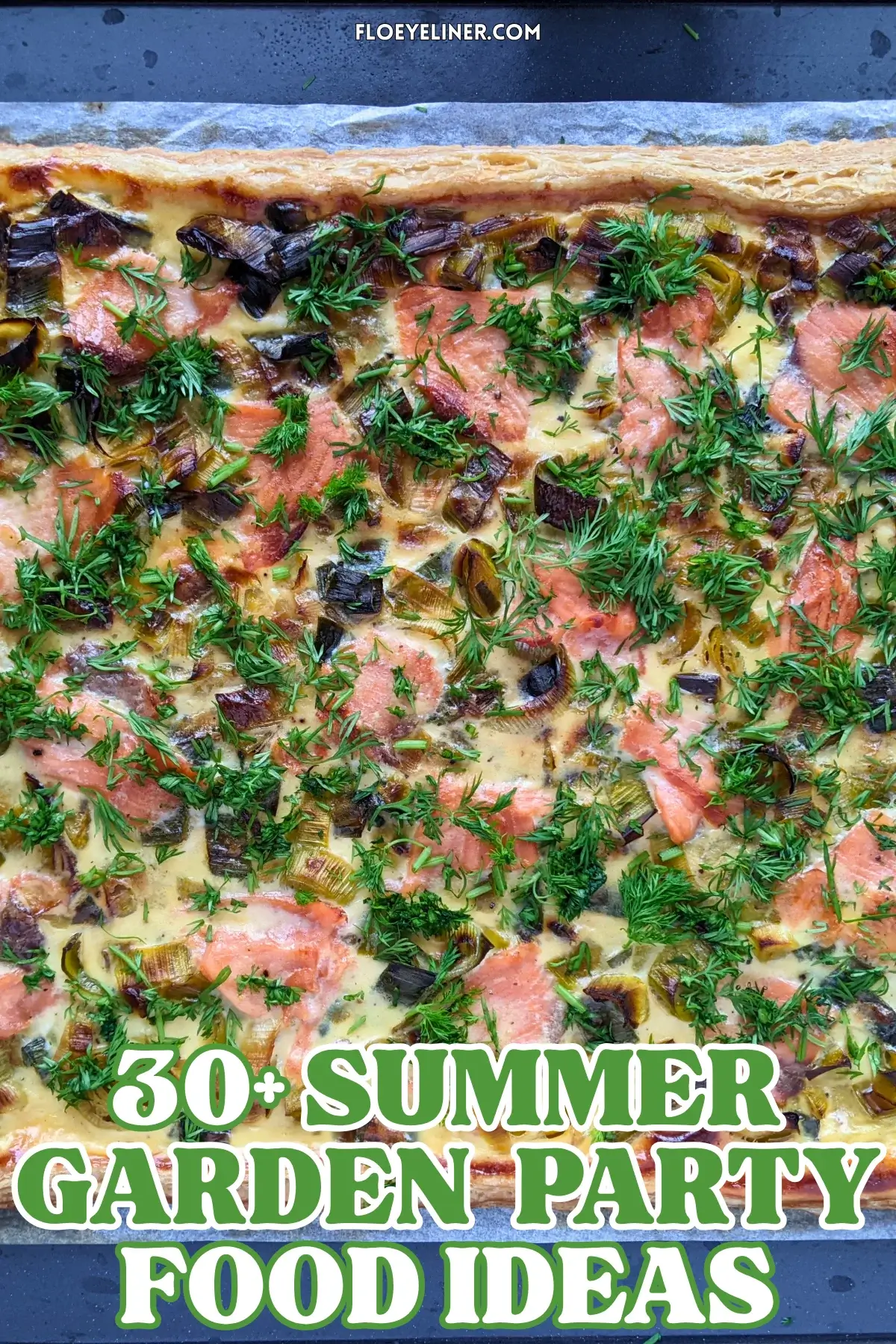 Smoked Salmon and Leek Puff Pastry Tart - puff pastry appetizer or dinner tart topped with buttery cooked leeks and pieces of smoked salmon, drizzled with lemon juice and garnished with fresh dill.