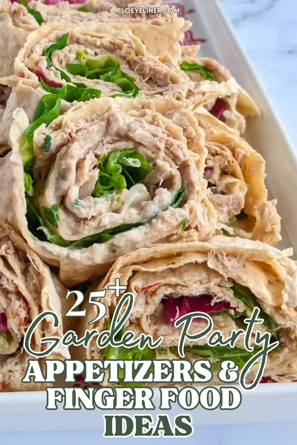 Spicy Tuna Roll Appetizers With Flatbread - spicy tuna pinwheels made with flatbread and filled with a mix of tuna, mustard, Greek yogurt and fresh salad leaves.