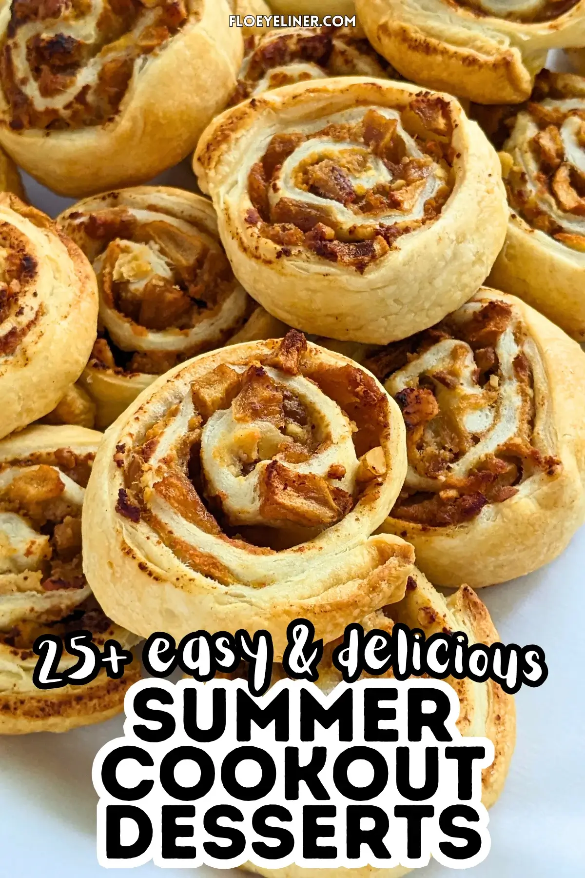 Apple puff pastry rolls with ricotta - Rolled puff pastry filled with ricotta, cinnamon apples, and walnuts.