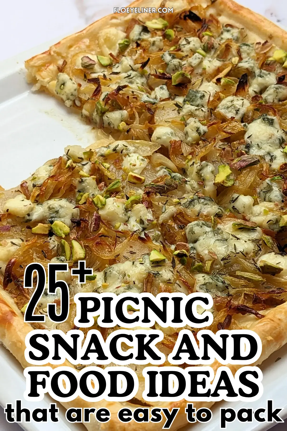 Caramelized Onion, Pear, and Blue Cheese Puff Pastry Tart - puff pastry appetizer with caramelized onions, fresh pears and crumbled blue cheese.