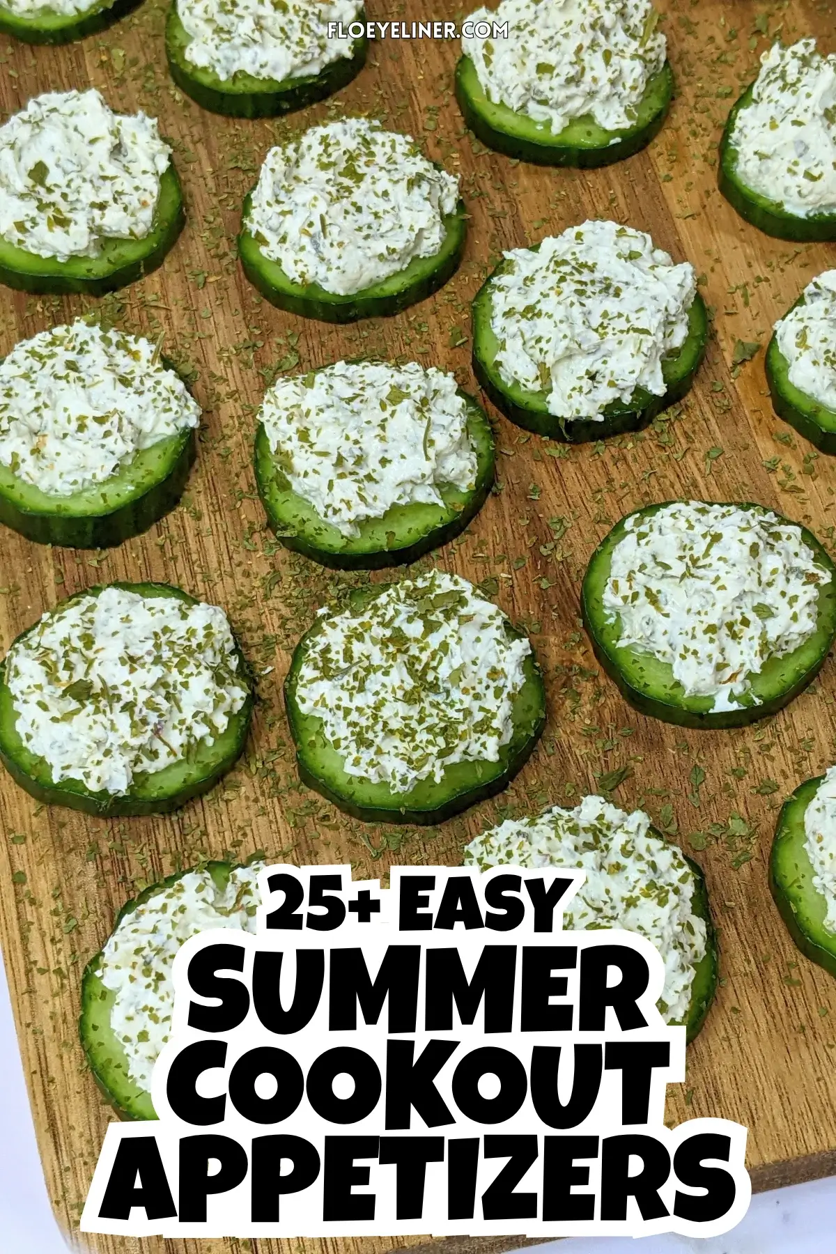 Cucumber Bites Appetizers With Herb and Garlic Cream Cheese - cucumber rounds topped with a homemade herb, garlic,and parmesan cream cheese mix.