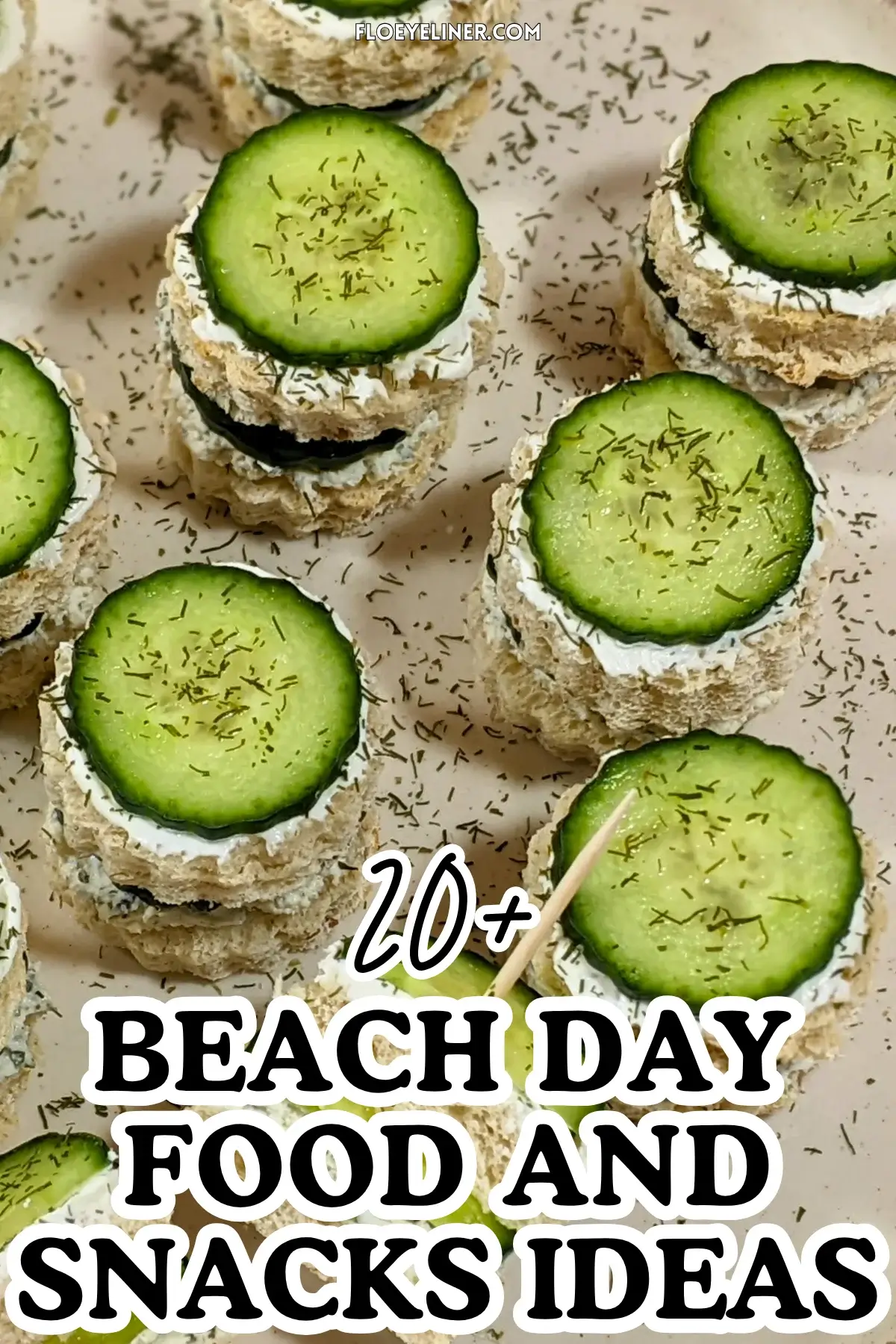 Cucumber Tea Sandwiches With Herb and Garlic Cream Cheese - round double-layered mini sandwiches filled with a homemade herb, garlic,and parmesan cream cheese mix and a layer of fresh cucumbers.