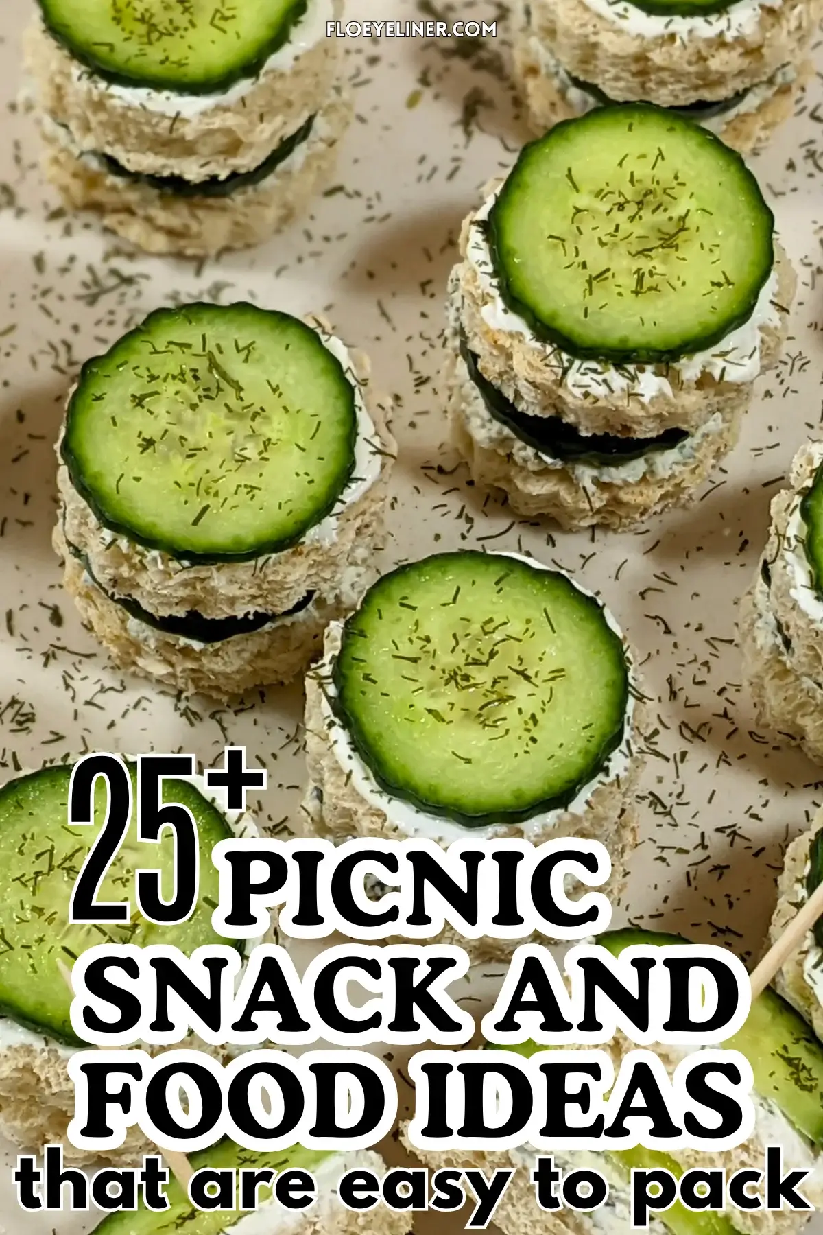 Cucumber Tea Sandwiches With Herb and Garlic Cream Cheese - round double-layered mini sandwiches filled with a homemade herb, garlic,and parmesan cream cheese mix and a layer of fresh cucumbers.