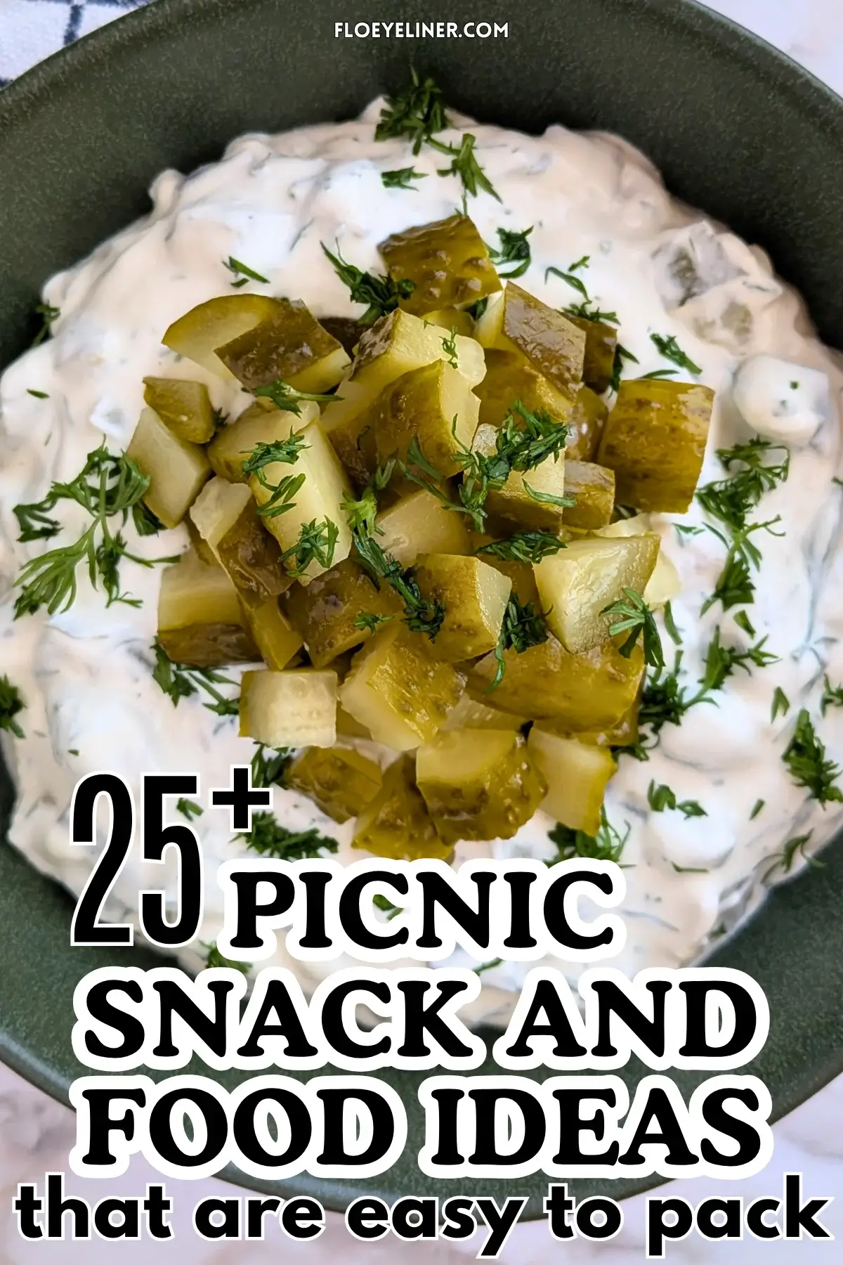 Dill Pickle Dip - creamy party dip made with sour cream, cream cheese, chopped dill pickles, fresh dill, and crushed garlic.
