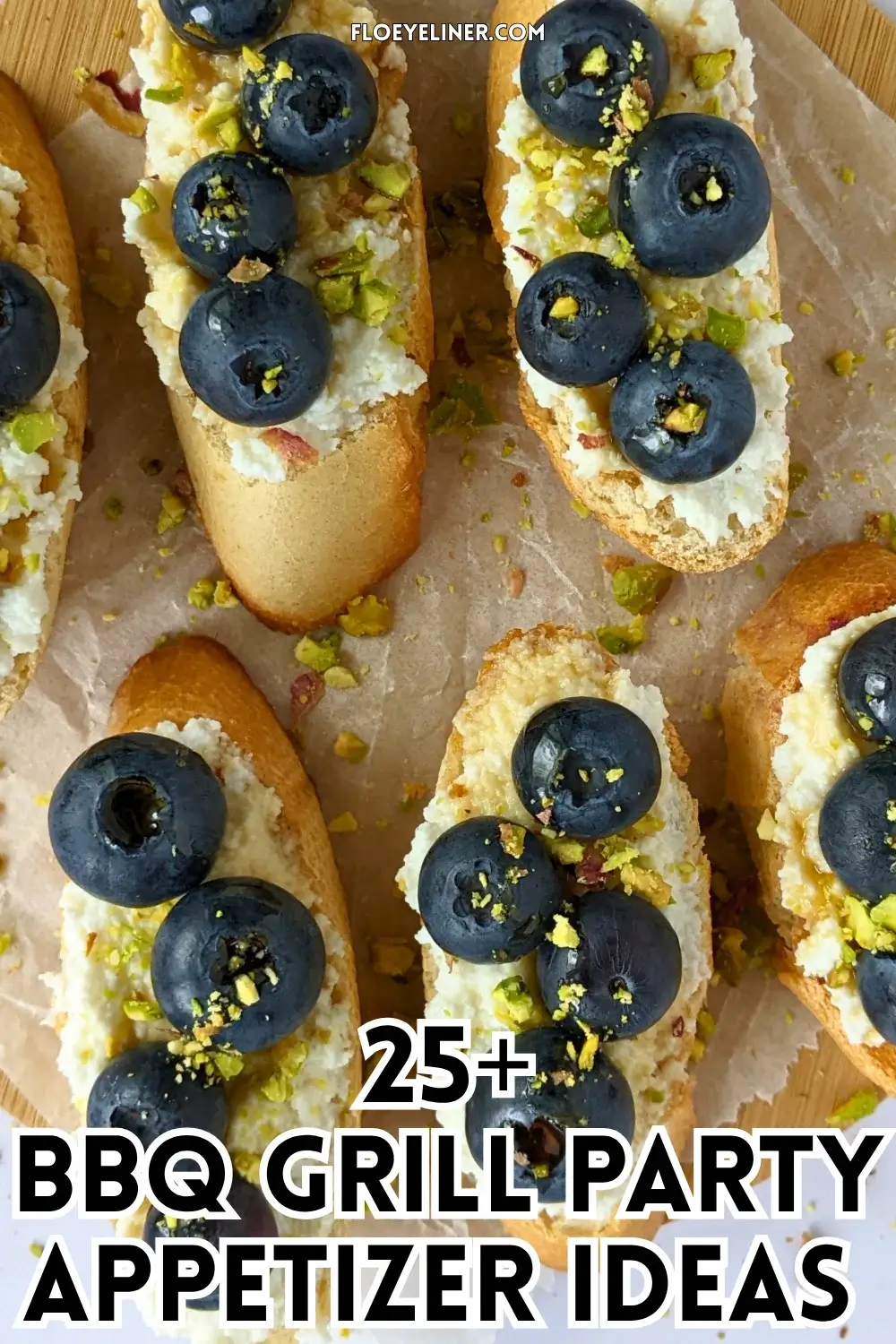 Fresh Blueberry and Ricotta Crostini With Honey - sweet dessert toasts topped with creamy sweet ricotta and fresh blueberries, drizzled with honey.
