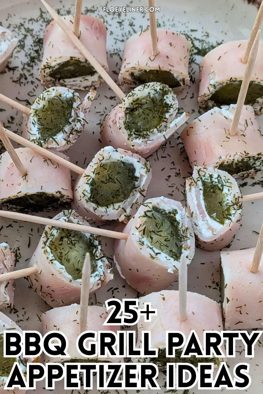 Ham Pickle Roll Ups With Garlic Cream Cheese - mini appetizer bites made with sliced breakfast ham, garlic cream cheese, and dill pickles.