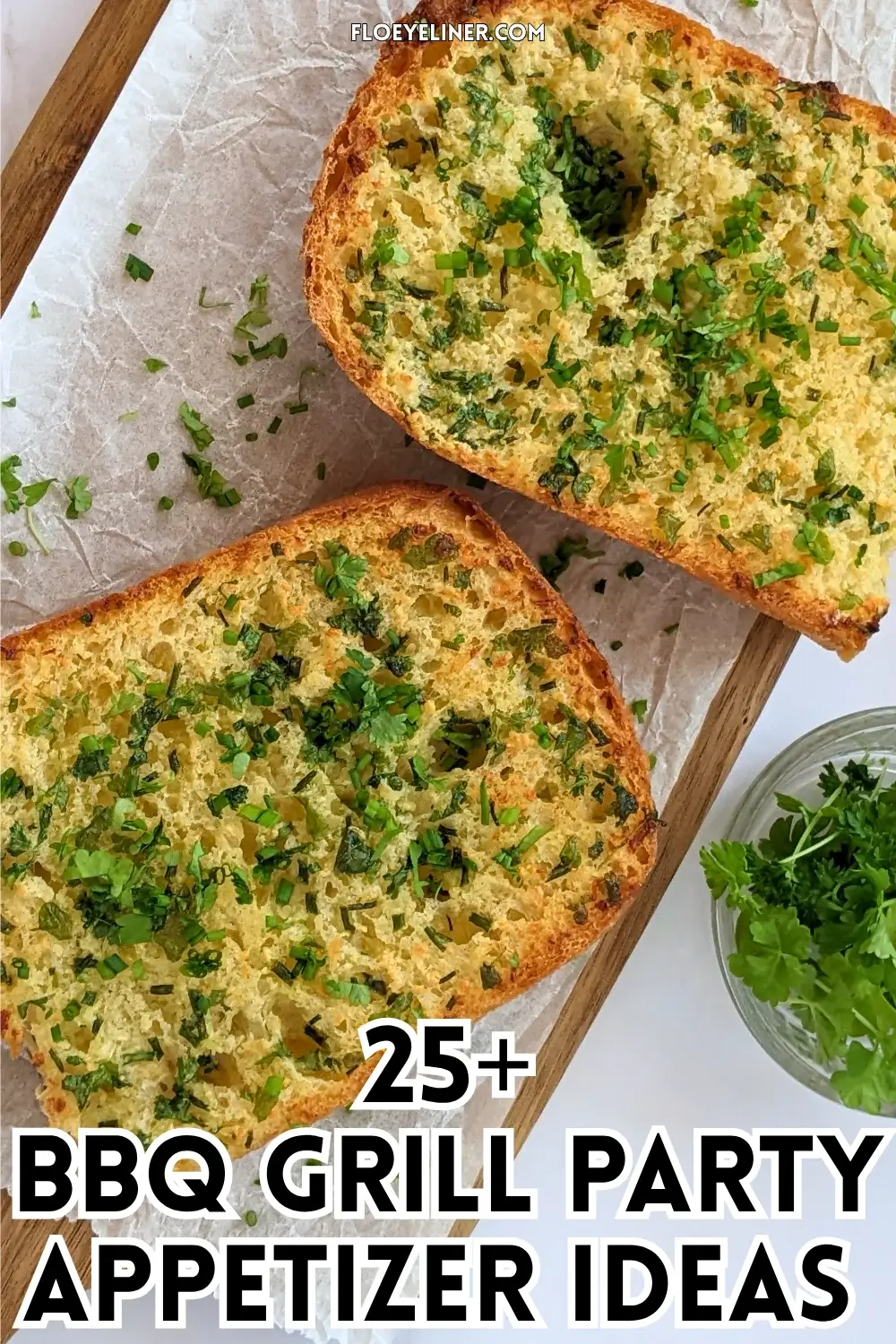 Homemade Garlic Bread - oven-toasted bread topped with creamy butter, fresh herbs like parsley and chives, and a ton of garlic.
