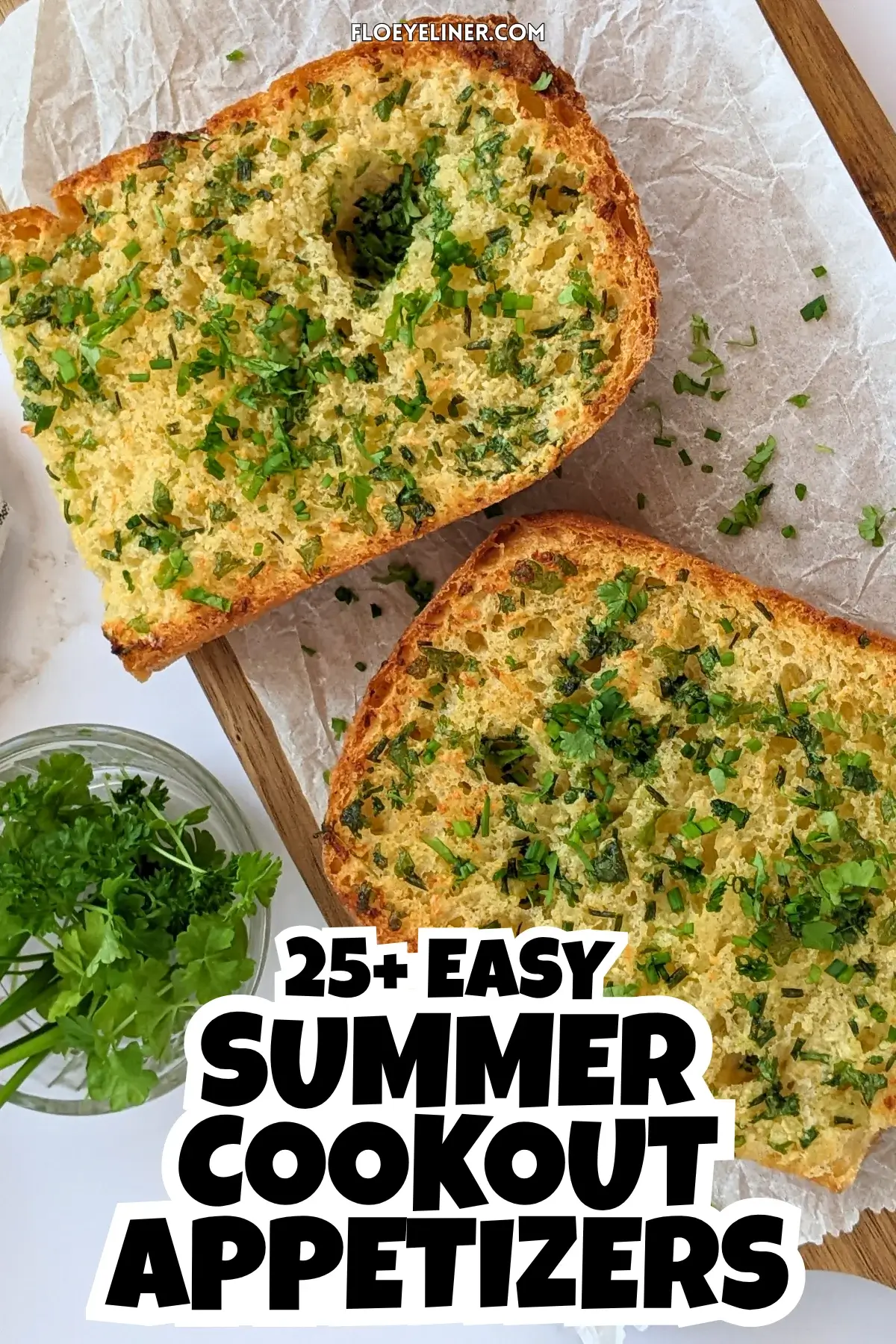 Homemade Garlic Bread - oven-toasted bread topped with creamy butter, fresh herbs like parsley and chives, and a ton of garlic.