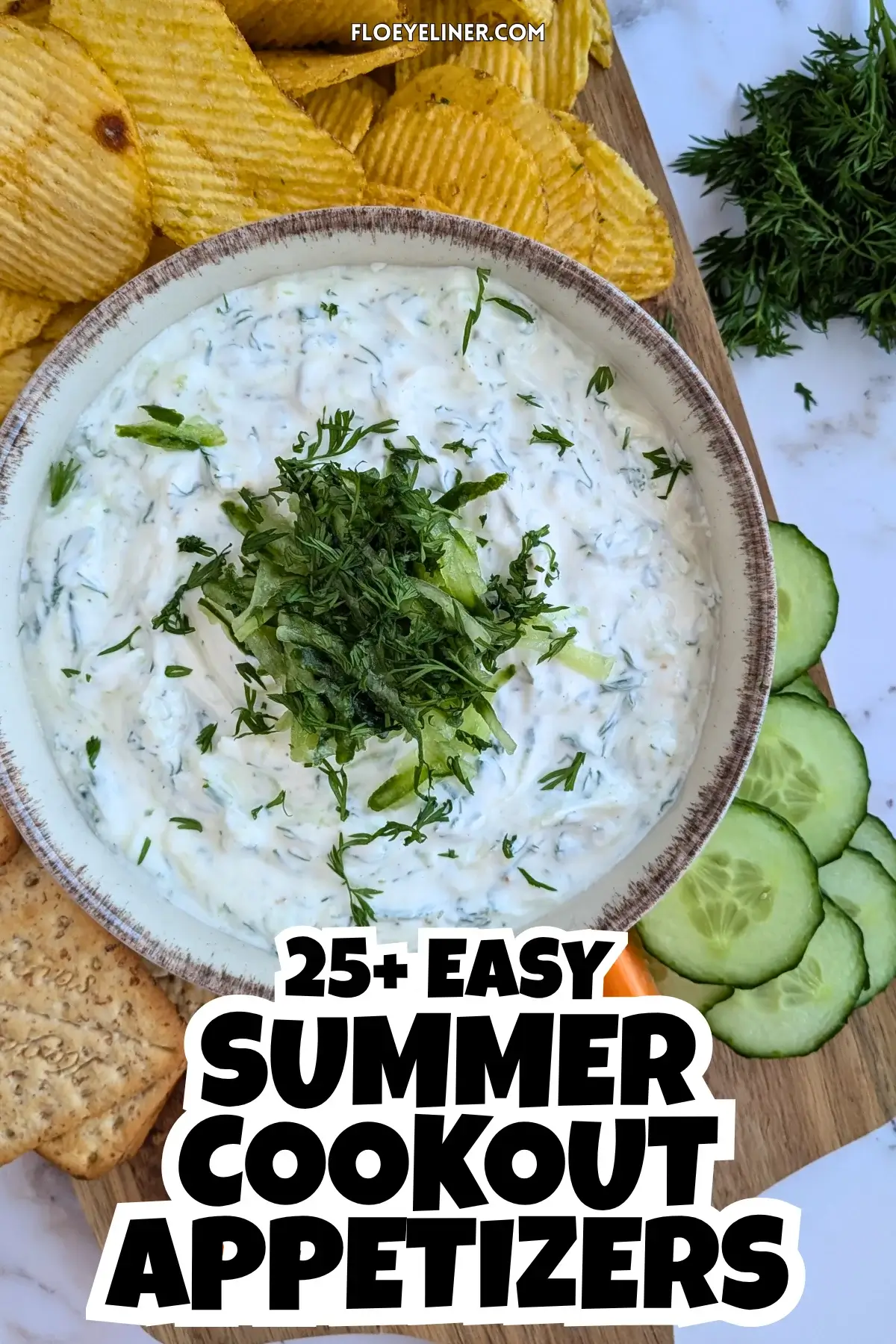 Homemade Tzatziki Sauce - authentic Greek yogurt dip made with grated cucumber, fresh mint, fresh dill, a bit of olive oil, and freshly pressed garlic.