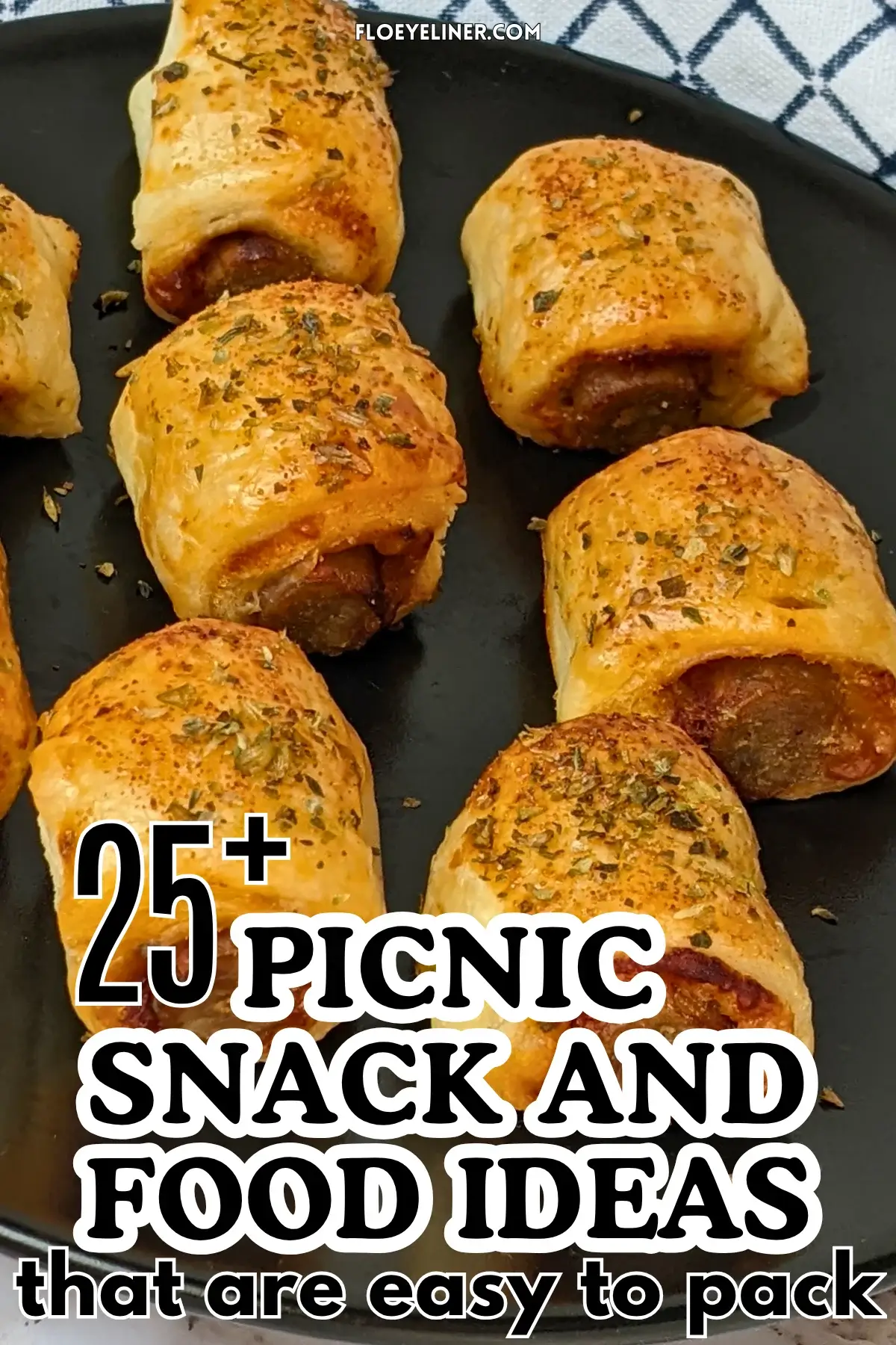 Mini Italian sausage rolls with puff pastry - a puff pastry appetizer filled with baked Italian-style sausages, topped with parmesan cheese and a salsa, mustard, and balsamic vinegar sauce.