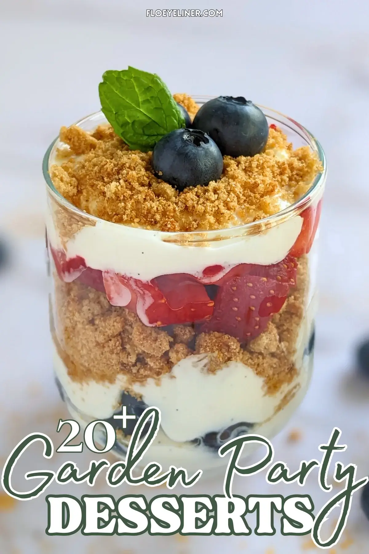 Mixed Berry Parfait Cups With Greek Yogurt - blueberry and strawberry parfait cups with layers of Greek yogurt, fresh berries, and oat cookies.
