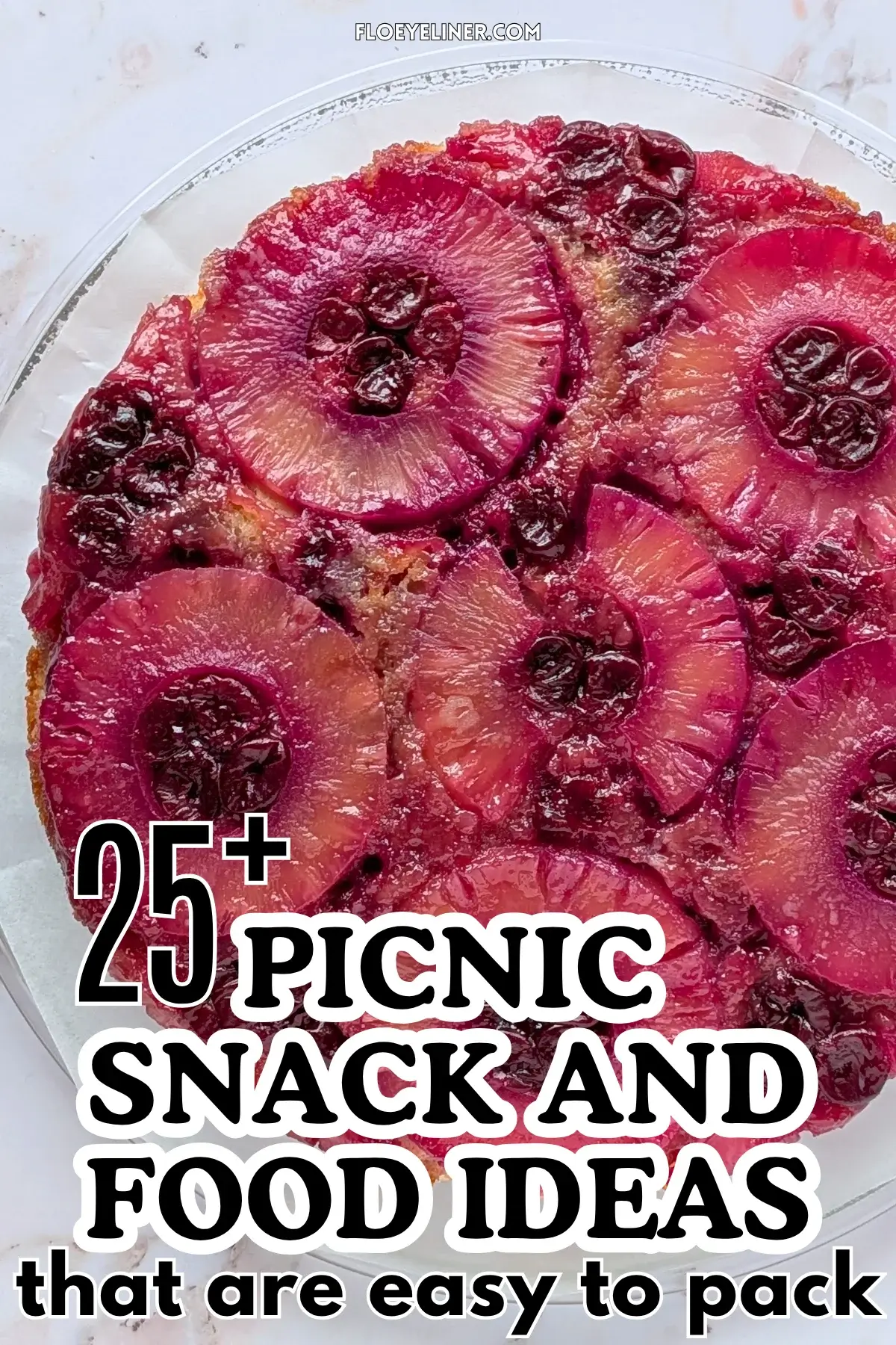 Pineapple Upside Down Cake With Black Cherries - easy upside down pineapple cake made with a freshly stewed black cherry, caramelized brown sugar, butter and pineapple topping and classic white cake batter.