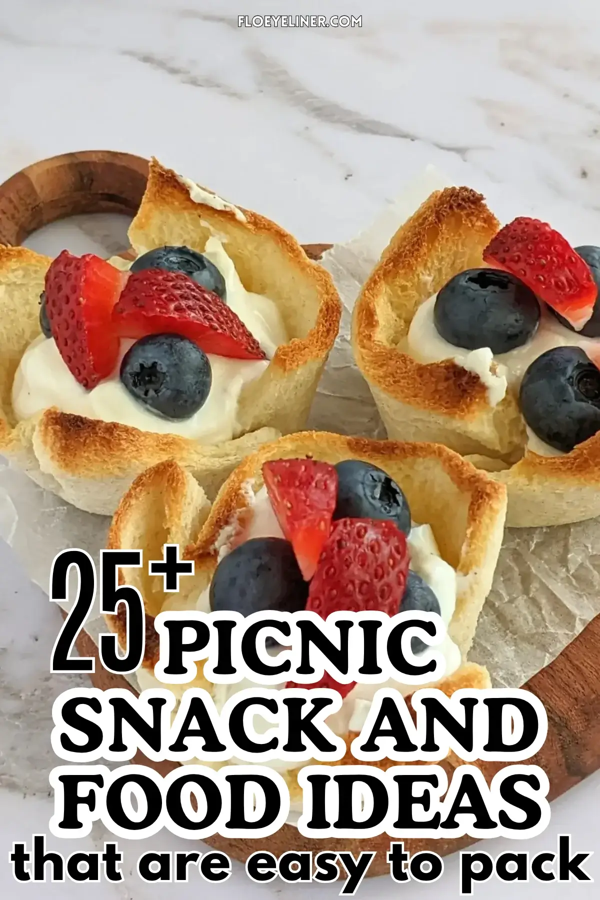 Ricotta and Mixed Berry Dessert Toast Cups - muffin-tin baked mini dessert cups made from white bread, filled with sweet ricotta and topped with fresh mixed berries like strawberries and blueberries.