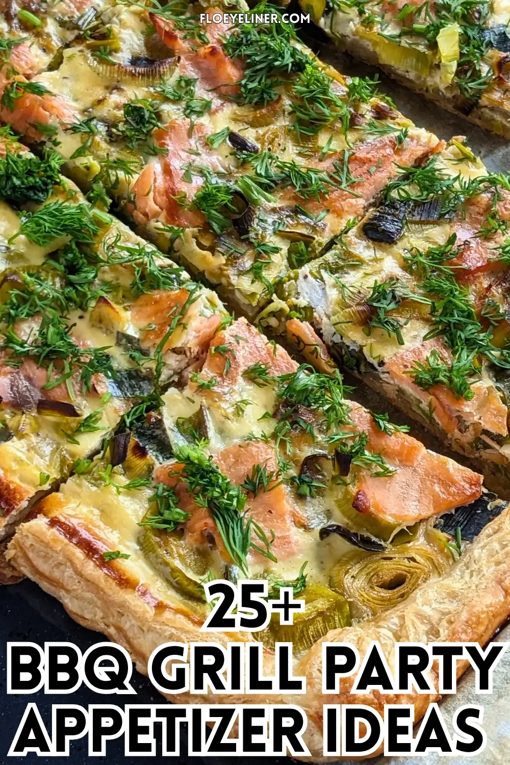 Smoked Salmon and Leek Puff Pastry Tart - puff pastry appetizer or dinner tart topped with buttery cooked leeks and pieces of smoked salmon, drizzled with lemon juice and garnished with fresh dill.