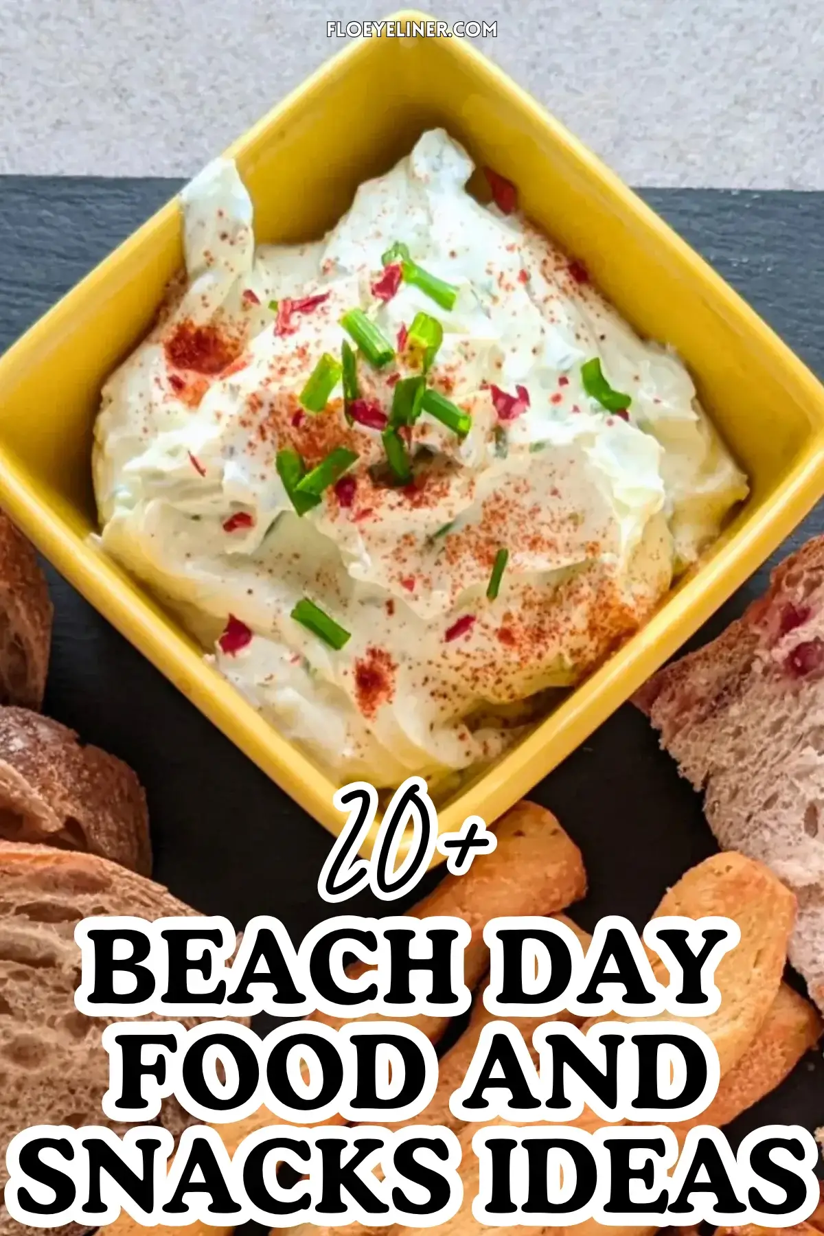 Whipped Feta Dip With Greek Yogurt - easy feta dip made with whipped feta and Greek yogurt, served with toast, pretzels, crackers and puff pastry sticks.