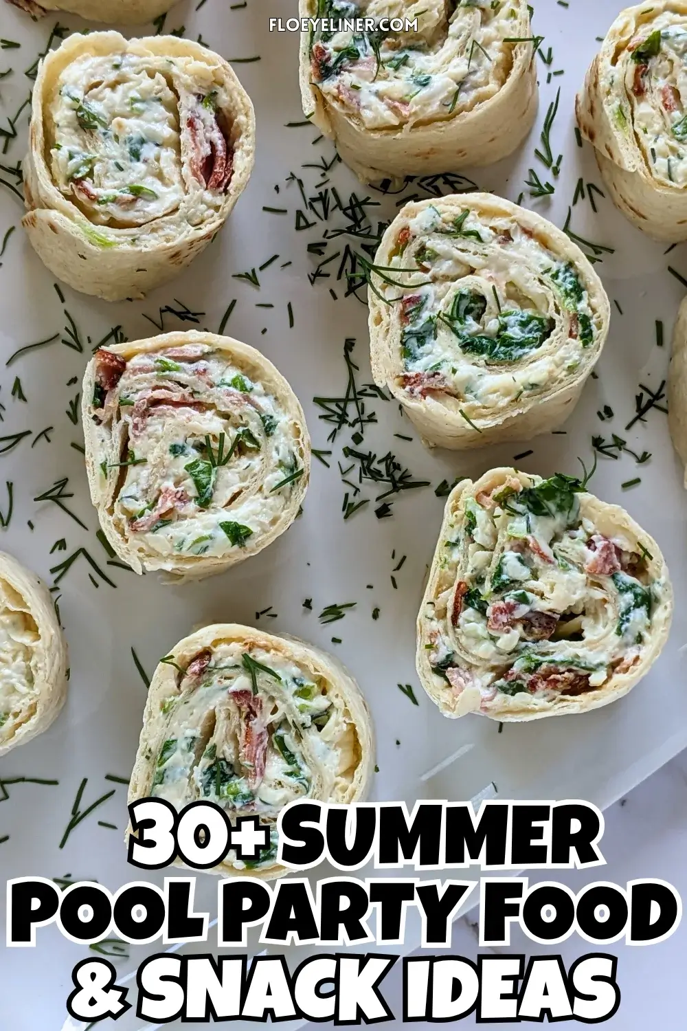 Crispy Ham and Double Cheese Tortilla Pinwheels - tortilla roll ups filled with a cream cheese, grated cheese, sour cream, garlicky crispy fried ham, shredded lettuce, and freshly chopped dill mix.